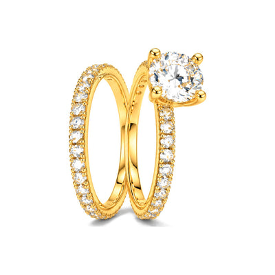 Set de Matrimonio Oro 10k Solitario con Argolla Eternity