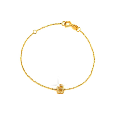 Brazalete de Dama Oro 14k Inicial con Diamantes Naturales