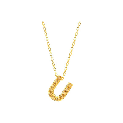 7mm Collar Oro 14k Inicial Pavé con Diamantes Naturales