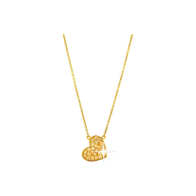 Collar Oro 14k Corazón Pavé con Diamantes Naturales