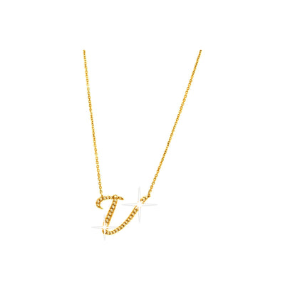 14mm Collar Oro 14k Inicial Pavé con Diamantes Naturales