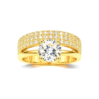 Anillo de Matrimonio Dama Oro 14k Solitario Split Pave