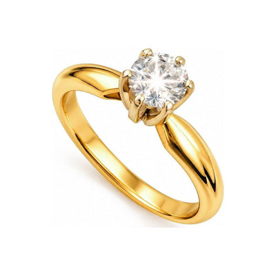Anillo de Compromiso Oro 14k Solitario Seis Garras con Diamante Natural