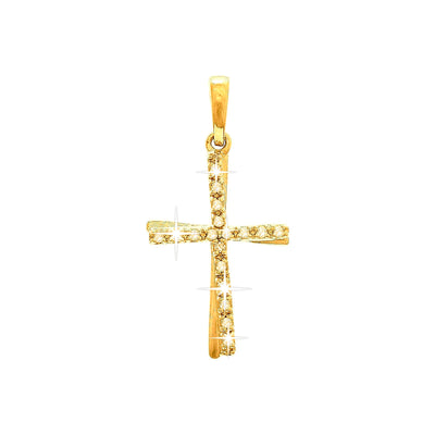 11x18mm Dije Oro 14k Cruz con Diamantes Naturales
