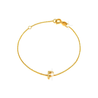 Brazalete de Dama Oro 14k Inicial con Diamantes Naturales