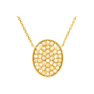 12x15mm Collar Oro 14k Redondos Ovalados con Diamantes Naturales