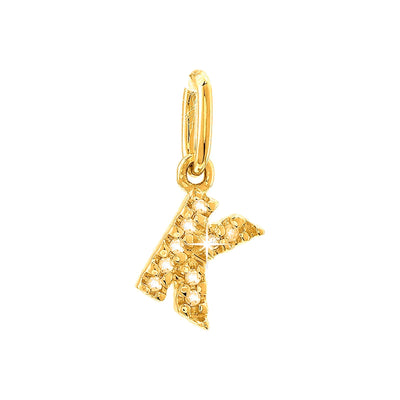 12mm Dije Oro 14k Inicial Pavé con Diamantes Naturales