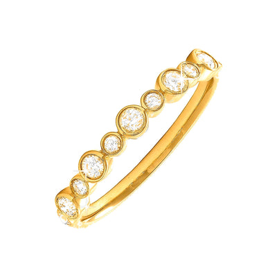 Anillo de Dama Oro 14k Banda Redondos con Diamantes Naturales