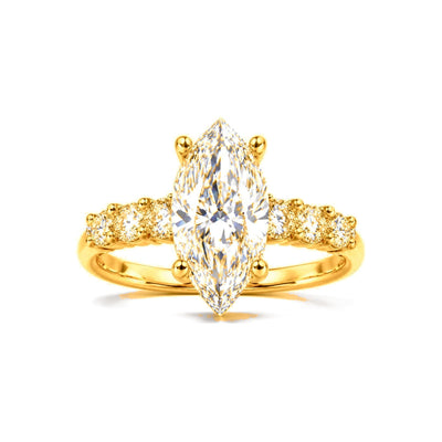 Anillo de Matrimonio Dama Oro 10k Marquesa con Laterales