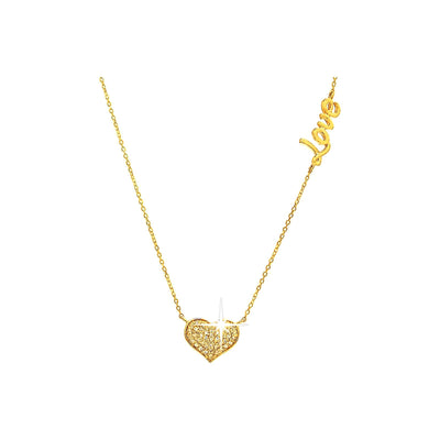 Collar Oro 14k Corazón Pavé con Diamantes Naturales