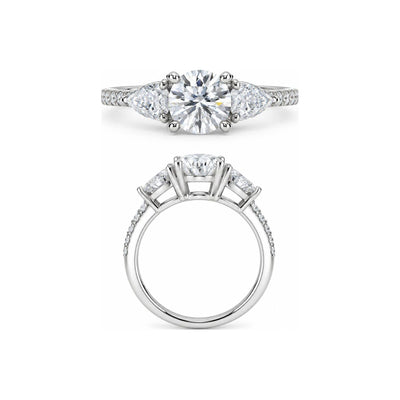 Anillo de Compromiso Tres Piedras Moissanite S925
