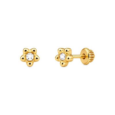 Aretes para Bebé Oro 14k Estrella Abultada con Circonio