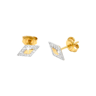5x9mm Aretes de Dama Oro 14k Pavé con Diamantes Naturales
