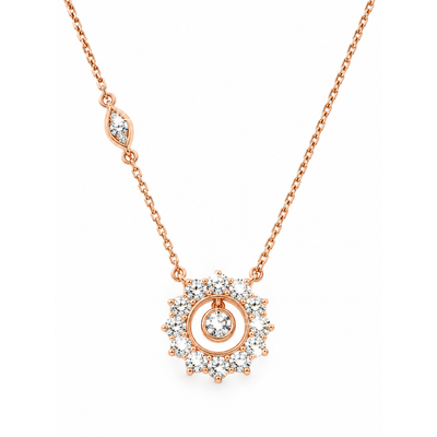 Collar Flor Halo Diamante Natural Oro Rosa 18k Ajustable