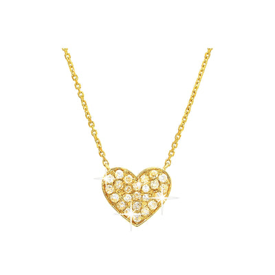 10x9mm Collar Oro 14k Corazón Pavé con Diamantes Naturales