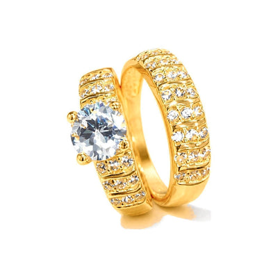 Anillo de Dama Oro 14k Solitario con Banda Pave