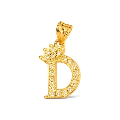 Dije Letra D Coronada con Circonios Oro 10k