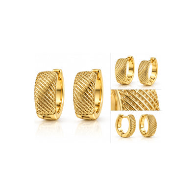Aretes de Dama Oro 10k Huggie Ancho Diagonal Texturizado