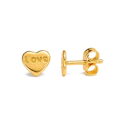 Aretes de Dama Oro 14k Corazón LOVE