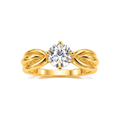 Anillo de Matrimonio Dama Oro 14k Solitario Lazo Acanalado