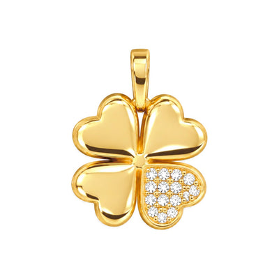 Dije Trébol de Corazones Oro 14k con Circonios