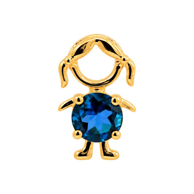 6x11mm Dije Niña Oro 14k con Zafiro