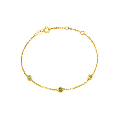 Brazalete de Dama Oro 14k Redondos con Peridoto