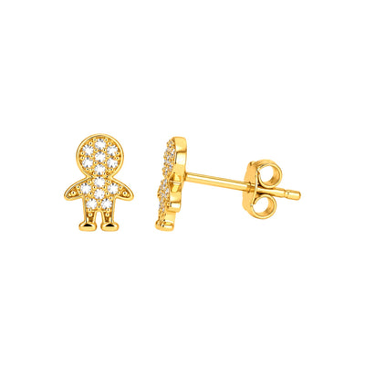 Aretes para Bebé Oro 10k Niño con Circonios