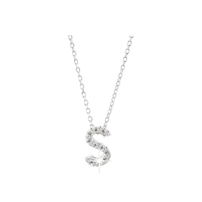 7mm Collar Oro Blanco 14k Inicial Pavé con Diamantes Naturales