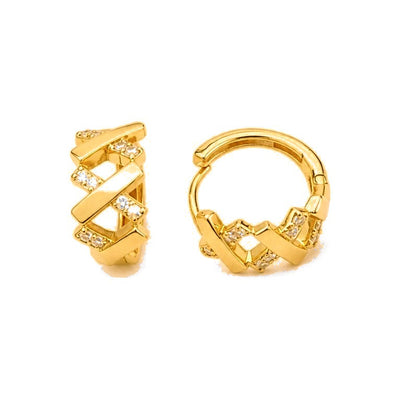 Aretes de Dama Oro 10k Aro Entrelazado Circonios
