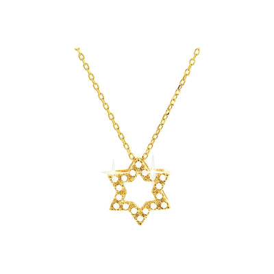 9.35mm Collar Oro 14k Estrella Pavé con Diamantes Naturales