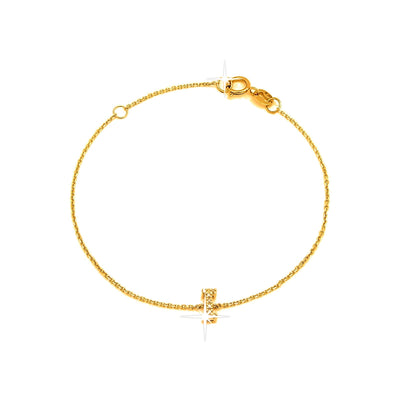 Brazalete de Dama Oro 14k Inicial con Diamantes Naturales
