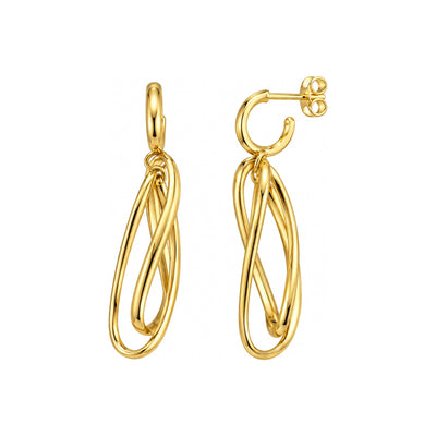 Aretes de Dama Oro 14k Colgantes de Óvalos Entrelazados