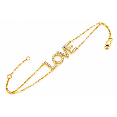 Brazalete de Dama Oro 14k LOVE con Circonios