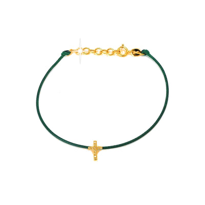 6x9mm Brazalete de Dama Oro 14k Cruz Pavé con Diamantes Naturales