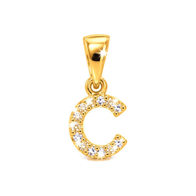 6x1mm Dije Letra C Oro 10k con Circonios