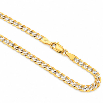 Cadena Oro 14k Cubana Bicolor Corte Diamante 3.5mm