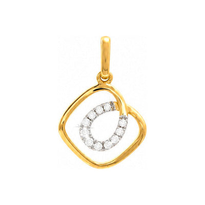 Dije Cuadrado Bicolor Oro 14k con Diamantes Naturales