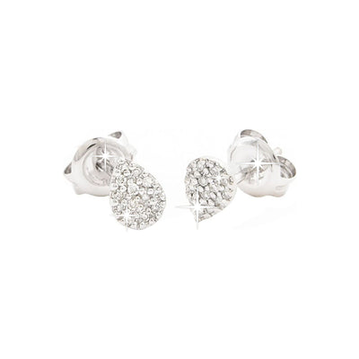 4.2x5.8mm Aretes de Dama Oro Blanco 14k Gota Pavé con Diamantes Naturales