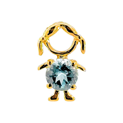 6x11mm Dije Oro 14k Niña con Aguamarina