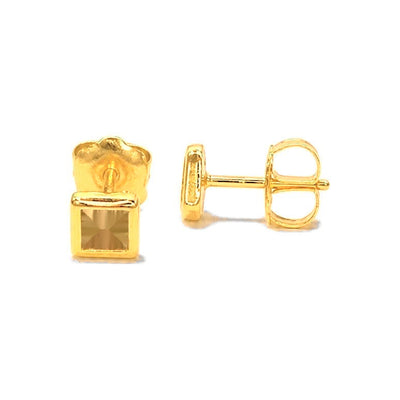 Aretes de Dama Oro 10k Cuadrados Diminutos con Circonios