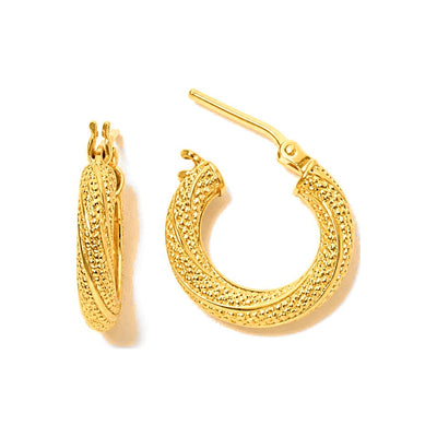 Aretes de Dama Oro 10k Aro Torzal Granulado