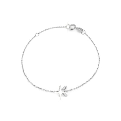 Brazalete de Dama Oro Blanco 14k Inicial con Diamantes Naturales