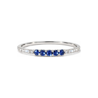 Anillo de Dama Oro Blanco 14k Zafiros con Diamantes Naturales