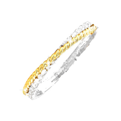 3mm Anillo de Dama Oro Bicolor 14k Banda Redondos con Diamantes Naturales