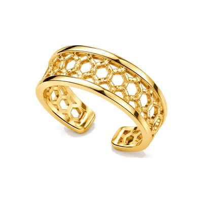 Anillo para el Dedo del Pie Oro 10k Abierto con Calado de Panal