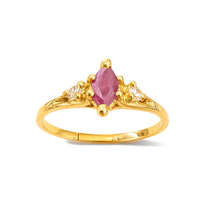 Anillo de Dama Oro 10k Circonia Rosa Marquesa