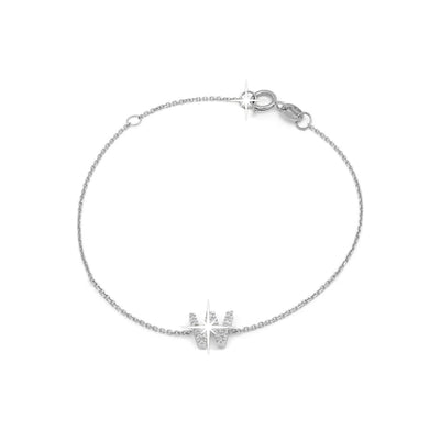 Brazalete de Dama Oro Blanco 14k Inicial con Diamantes Naturales