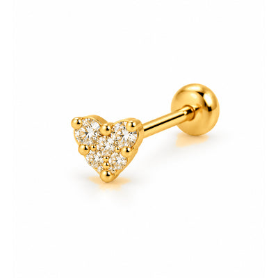 Piercing de Cartílago Oro 14k Corazón Pavé