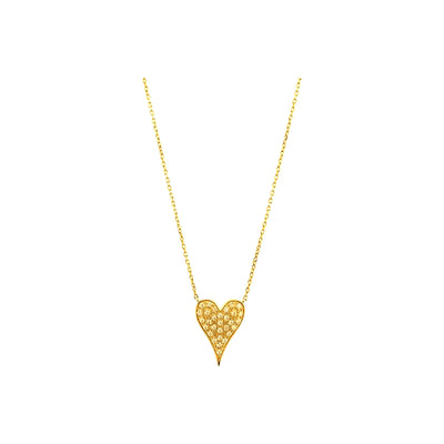 Collar Oro 14k Corazón Pavé con Diamantes Naturales